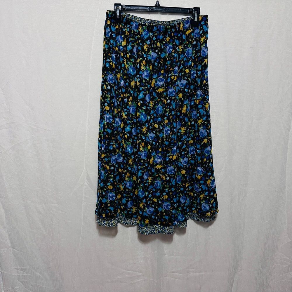 Reversible Semi Sheer Floral Skirt | 90s Vintage Long Flowy Maxi Skirt - Picture 7 of 10